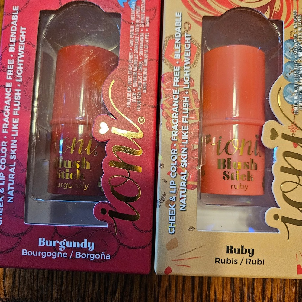 Ioni Blush Cream Stick 2pc Set Burgundy‎ and Ruby Cheek and Lip Color New NIB
